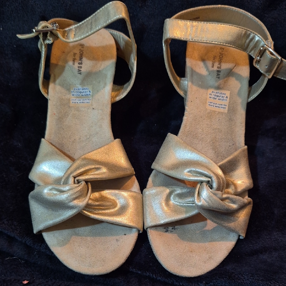 St. John's Bay Gold Sandals with Bow Detail
